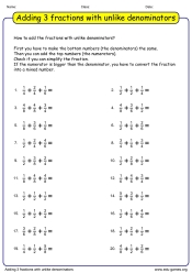 Grade 4 Fraction Worksheets | Adding, Subtracting, Multiplying