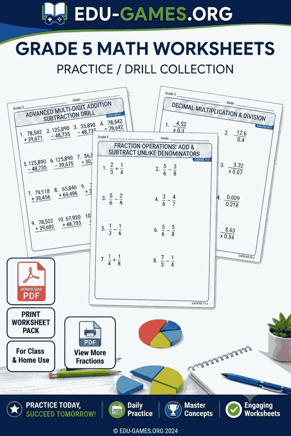 Free Printable Fifth Grade Math Worksheets