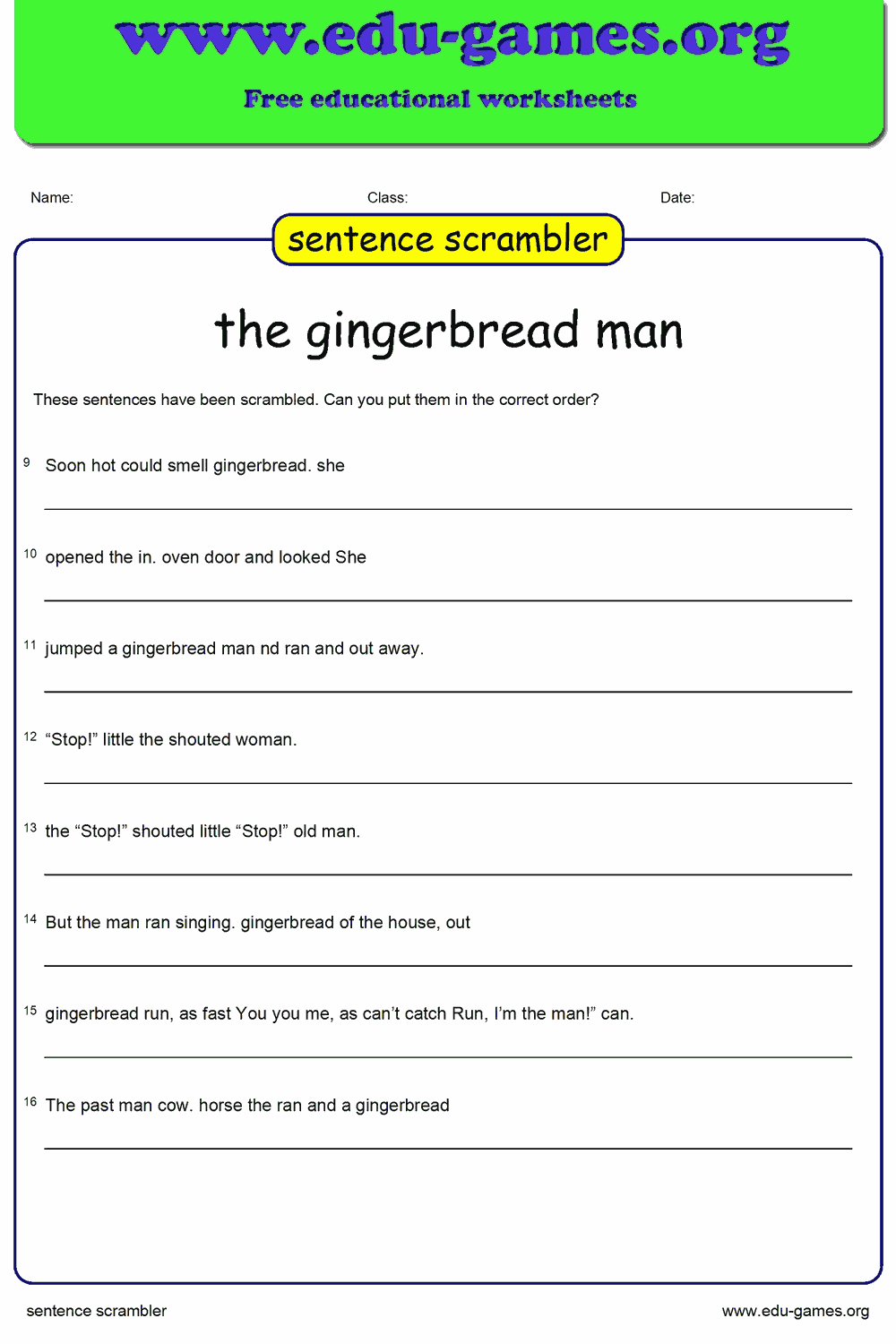 Free Sentence Scramble Maker — Printable Worksheets with Answer Key in Seconds