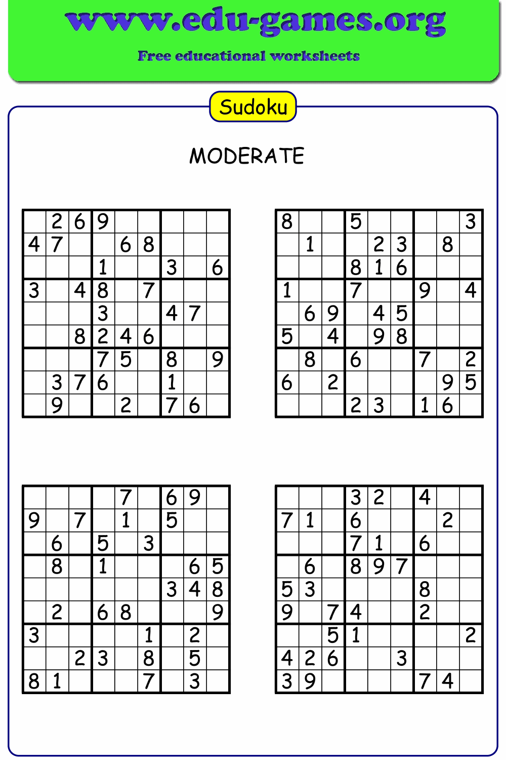 Free Printable Sudoku Worksheet Generators (PDFs) for Teachers