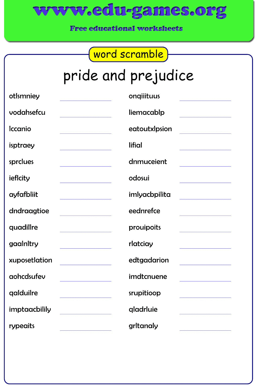 Free Word Scramble Maker & Jumble Generator | Edu-Games